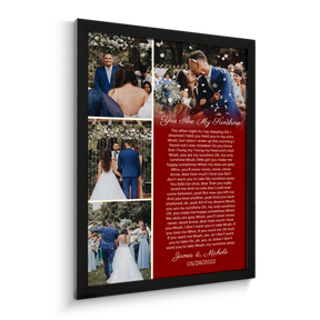 Custom Photo Collage Framed Art Print, Vintage Style with Song Lyrics