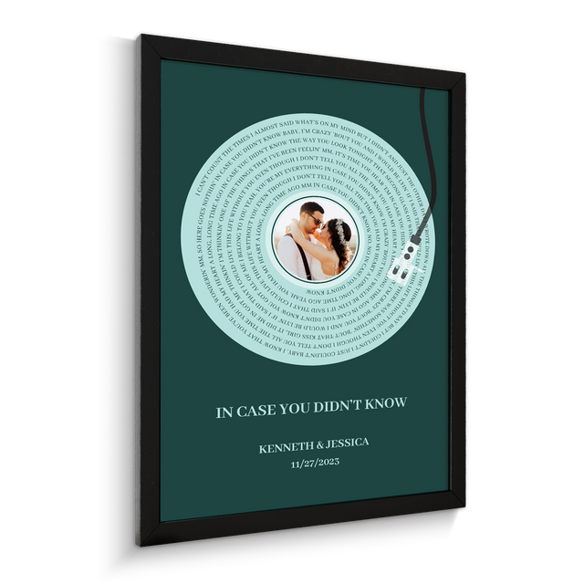 Personalized Song Lyrics Framed Art Print, Vinyl Record Style