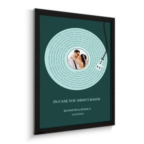 Personalized Song Lyrics Framed Art Print, Vinyl Record Style