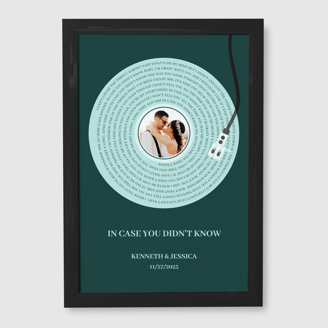 Personalized Song Lyrics Framed Art Print, Vinyl Record Style