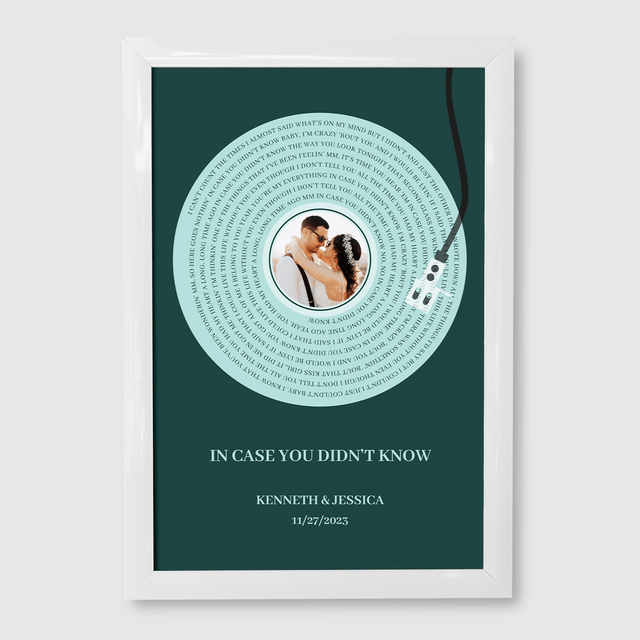 Personalized Song Lyrics Framed Art Print, Vinyl Record Style