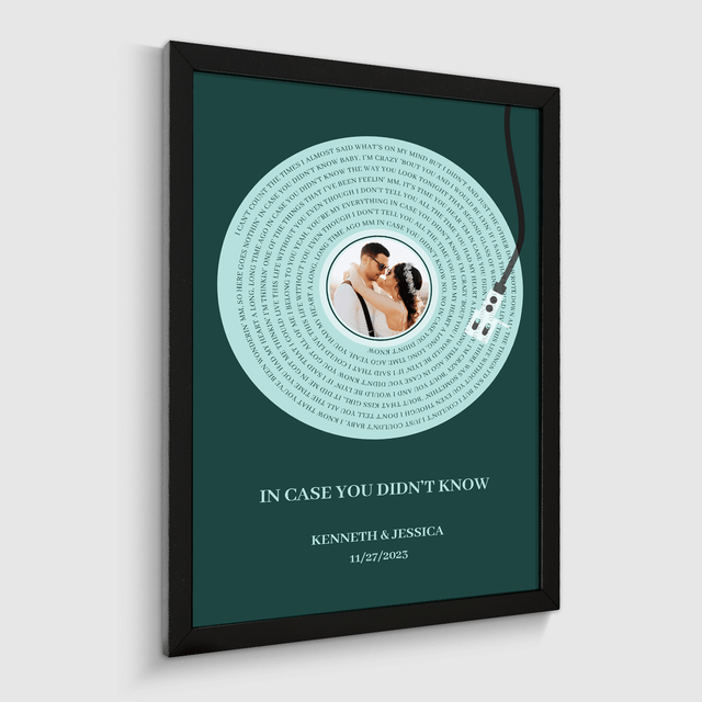 Personalized Song Lyrics Framed Art Print, Vinyl Record Style