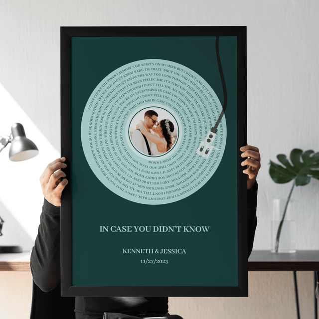 Personalized Song Lyrics Framed Art Print, Vinyl Record Style