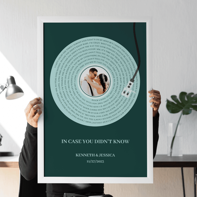 Personalized Song Lyrics Framed Art Print, Vinyl Record Style