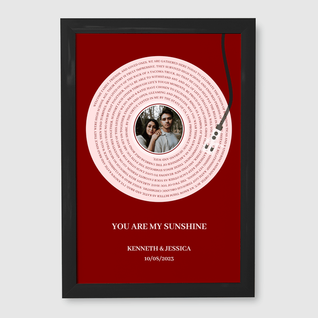 Personalized Song Lyrics & Name, Vinyl Record Framed Art Print