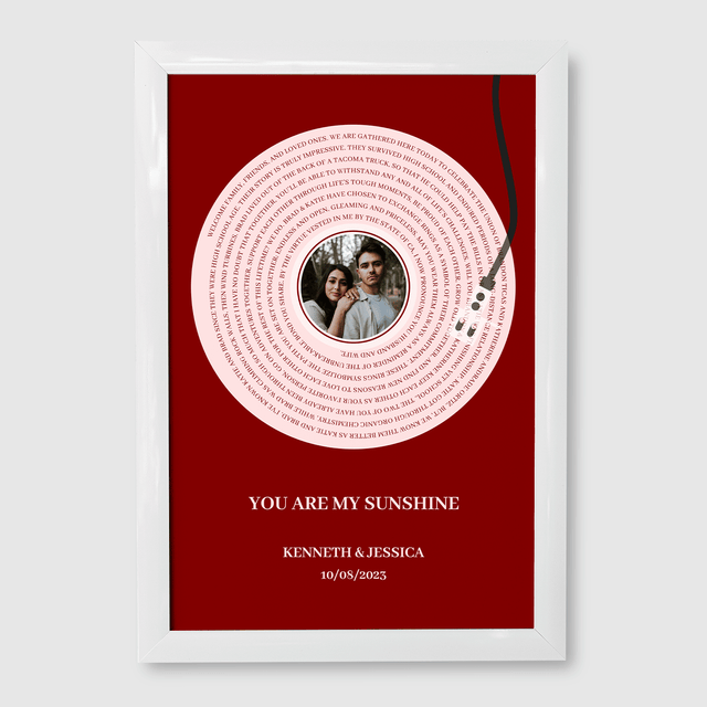 Personalized Song Lyrics & Name, Vinyl Record Framed Art Print