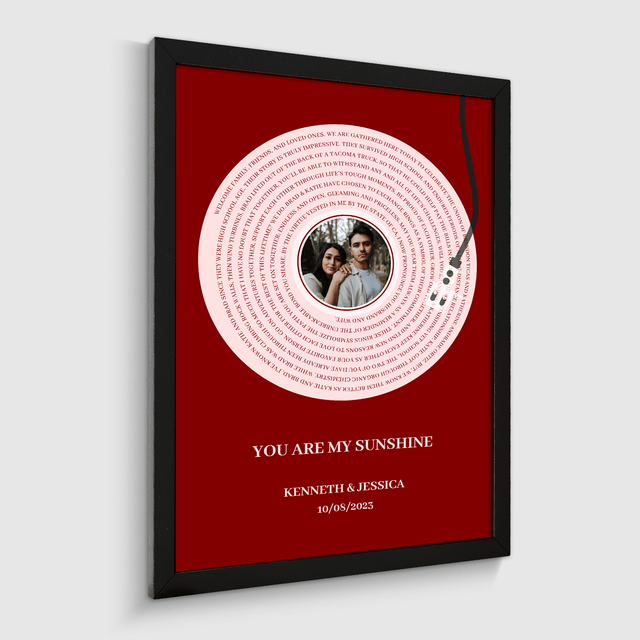 Personalized Song Lyrics & Name, Vinyl Record Framed Art Print