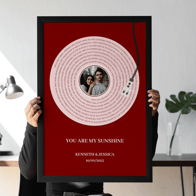 Personalized Song Lyrics & Name, Vinyl Record Framed Art Print