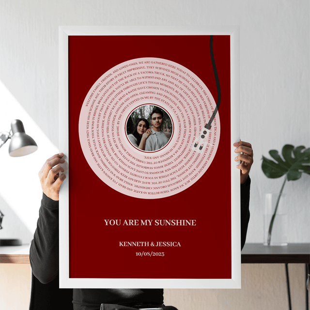 Personalized Song Lyrics & Name, Vinyl Record Framed Art Print
