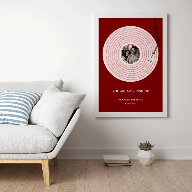 Personalized Song Lyrics & Name, Vinyl Record Framed Art Print