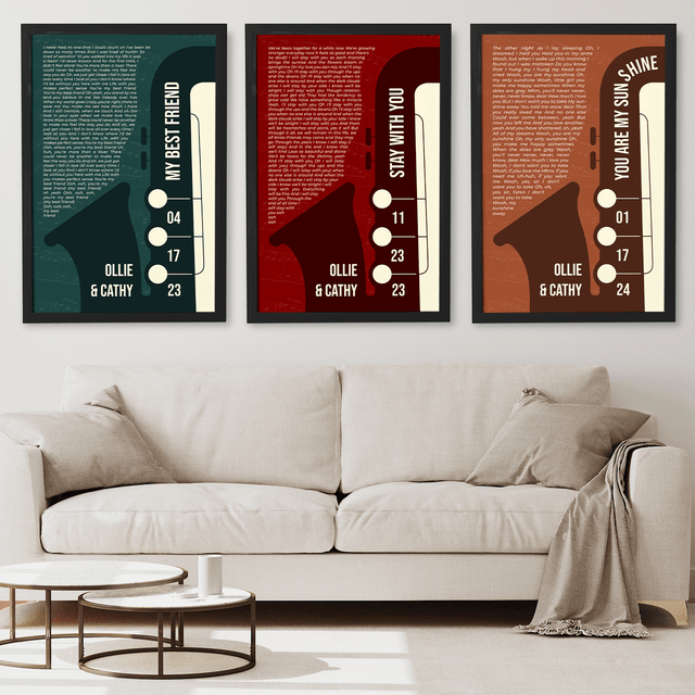 Custom Song Lyrics & Name, Vintage Green Saxophone Design Framed Art Print