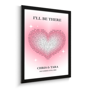 Heart Shaped Song Lyrics Framed Art Print, Tickled Pink Color