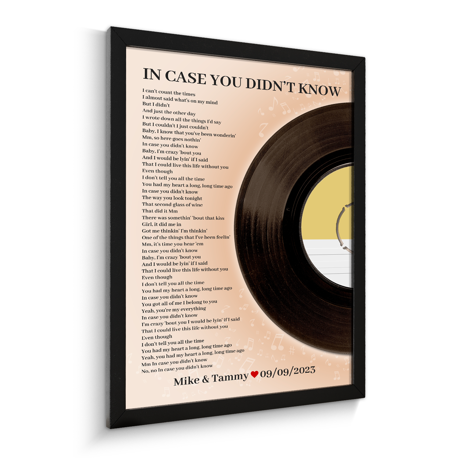 Personalized Favorite Song Lyrics, Sandy Framed Art Print