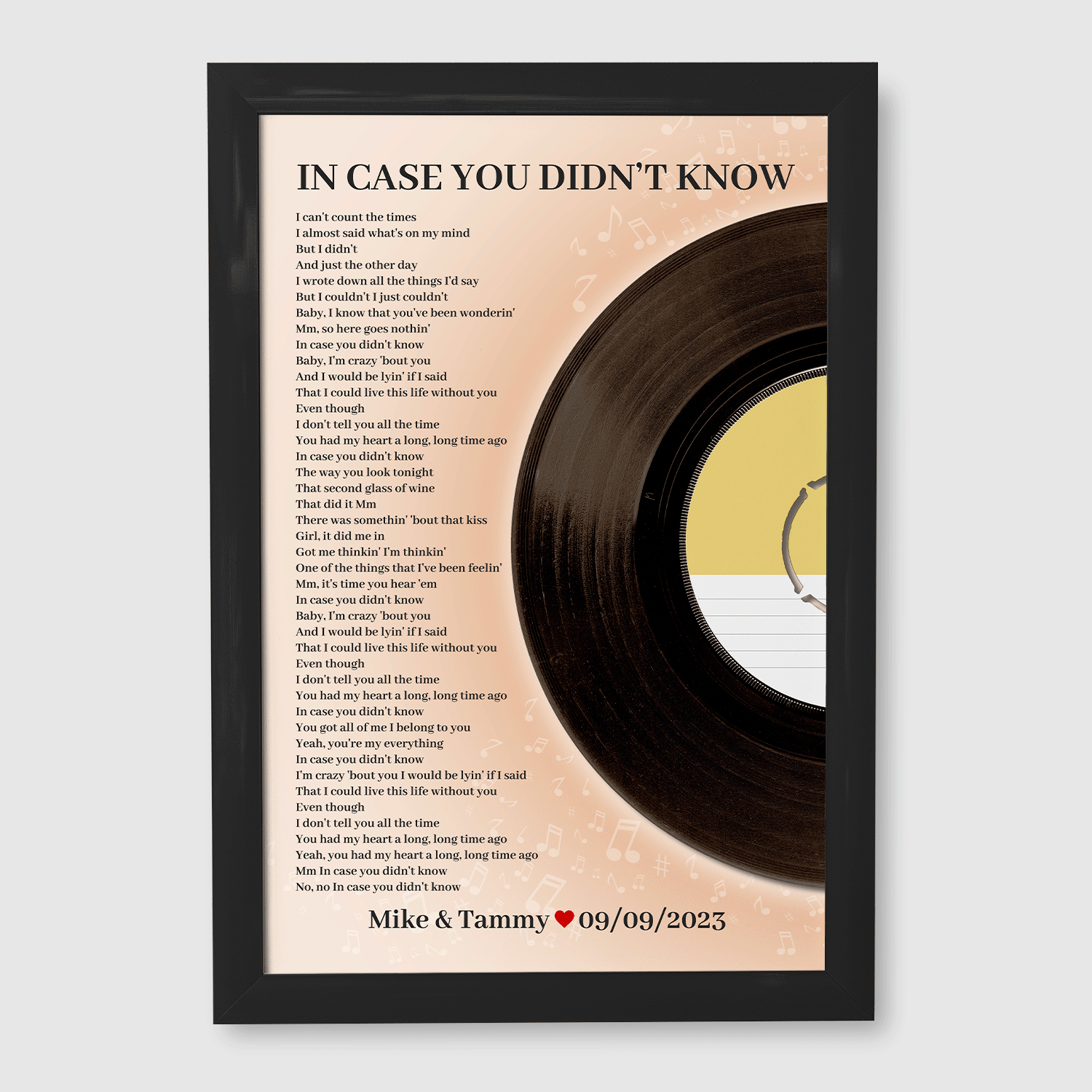 Personalized Favorite Song Lyrics, Sandy Framed Art Print