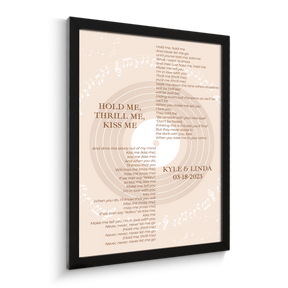 Pastel Sand Minimalist Vinyl Record, Custom Song Lyrics Framed Art Print