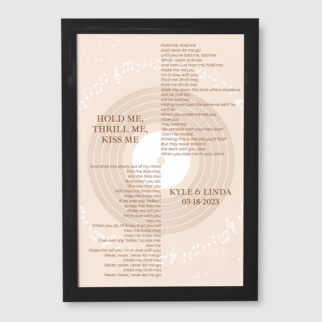 Pastel Sand Minimalist Vinyl Record, Custom Song Lyrics Framed Art Print