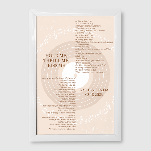 Pastel Sand Minimalist Vinyl Record, Custom Song Lyrics Framed Art Print