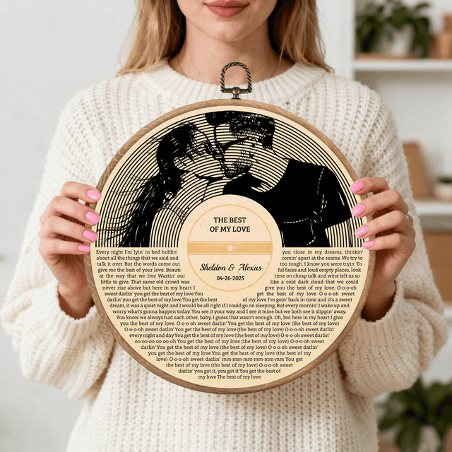 Personalized Song Lyrics Vinyl Record - Framed Round Wall Art - KAMI01
