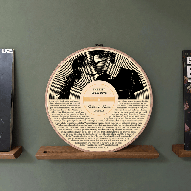 Personalized Song Lyrics Vinyl Record - Framed Round Wall Art - KAMI01