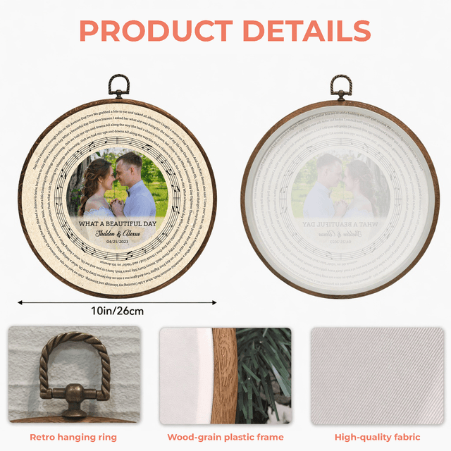 Personalized Song Lyrics Vinyl Record - Framed Round Wall Art - KAMI02