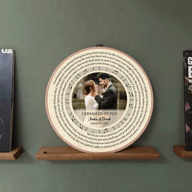 Personalized Song Lyrics Vinyl Record - Framed Round Wall Art - KAMI02