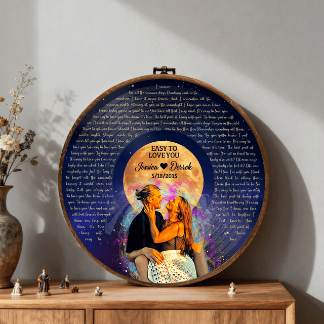 Personalized Song Lyrics Vinyl Record - Framed Round Wall Art - KAMI03