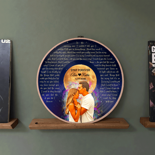 Personalized Song Lyrics Vinyl Record - Framed Round Wall Art - KAMI03