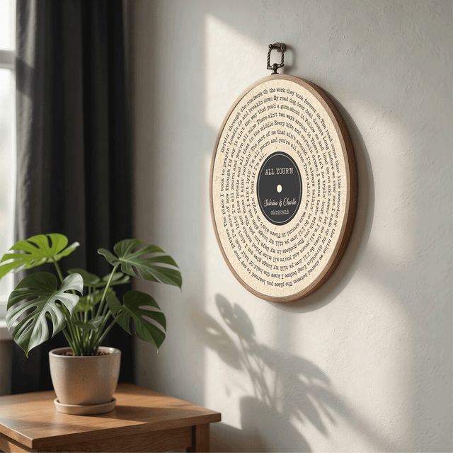 Personalized Song Lyrics Vinyl Record - Framed Round Wall Art - KAMI04