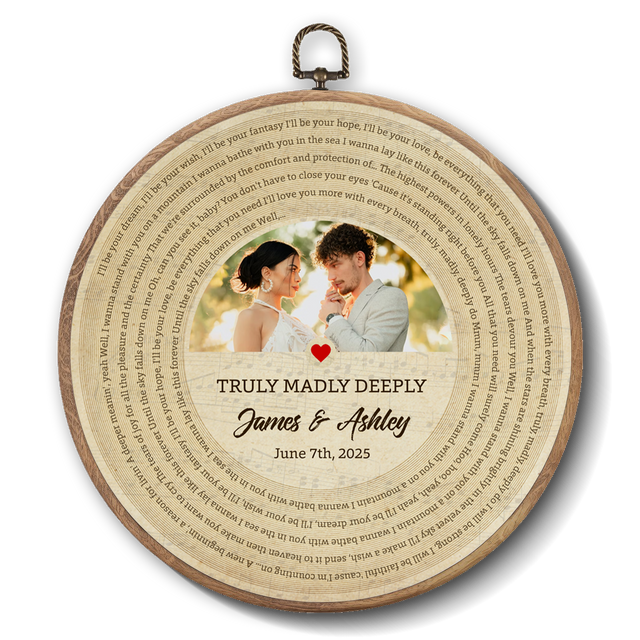 Personalized Song Lyrics Vinyl Record - Framed Round Wall Art - KAMI05