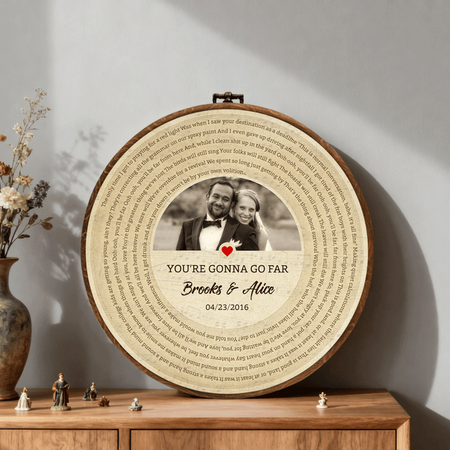 Personalized Song Lyrics Vinyl Record - Framed Round Wall Art - KAMI05