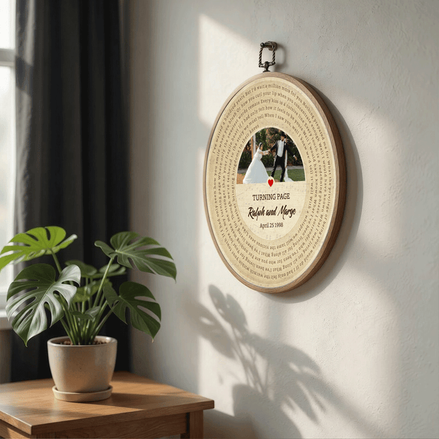 Personalized Song Lyrics Vinyl Record - Framed Round Wall Art - KAMI05