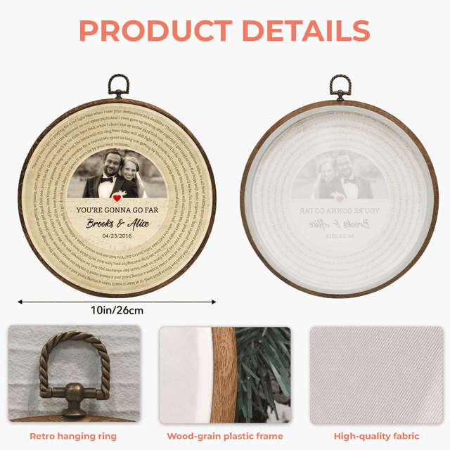 Personalized Song Lyrics Vinyl Record - Framed Round Wall Art - KAMI05