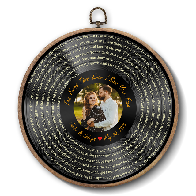 Personalized Song Lyrics Vinyl Record - Framed Round Wall Art - KAMI06