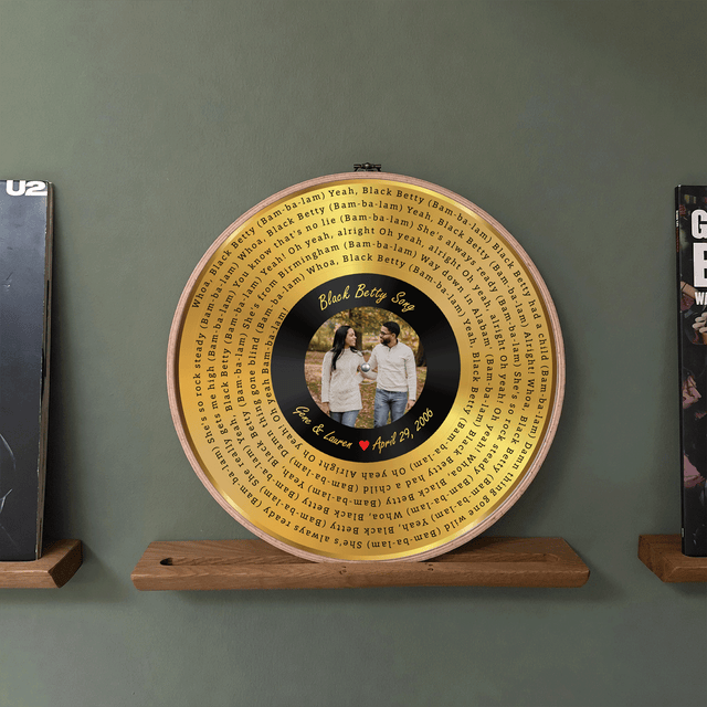 Personalized Song Lyrics Vinyl Record - Framed Round Wall Art - KAMI06
