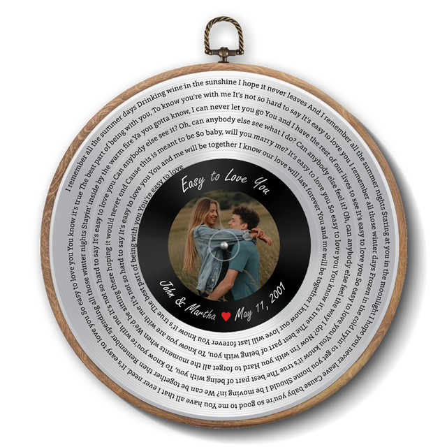Personalized Song Lyrics Vinyl Record - Framed Round Wall Art - KAMI06