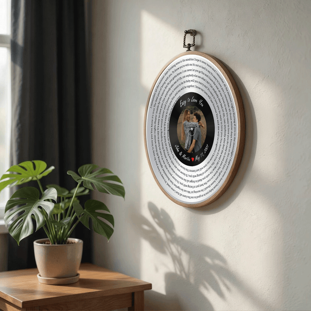 Personalized Song Lyrics Vinyl Record - Framed Round Wall Art - KAMI06