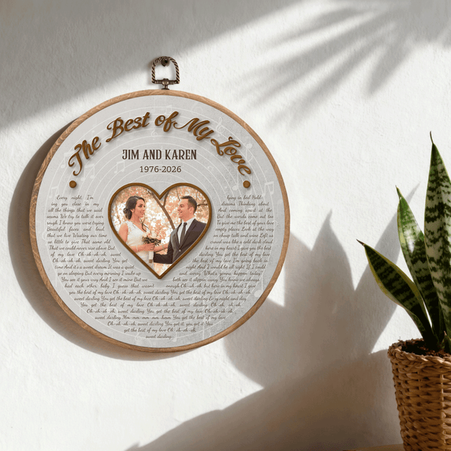 Personalized Song Lyrics Vinyl Record - Framed Round Wall Art - KAMI07