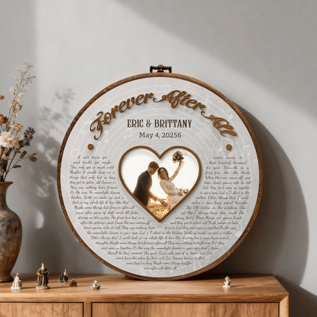 Personalized Song Lyrics Vinyl Record - Framed Round Wall Art - KAMI07