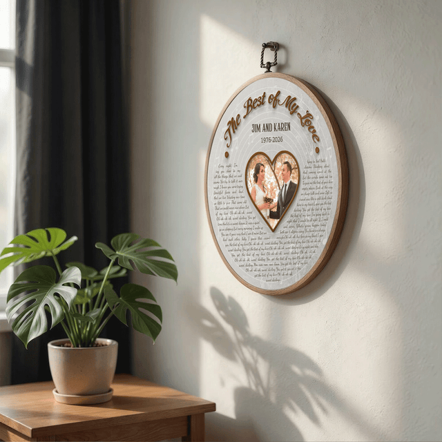 Personalized Song Lyrics Vinyl Record - Framed Round Wall Art - KAMI07