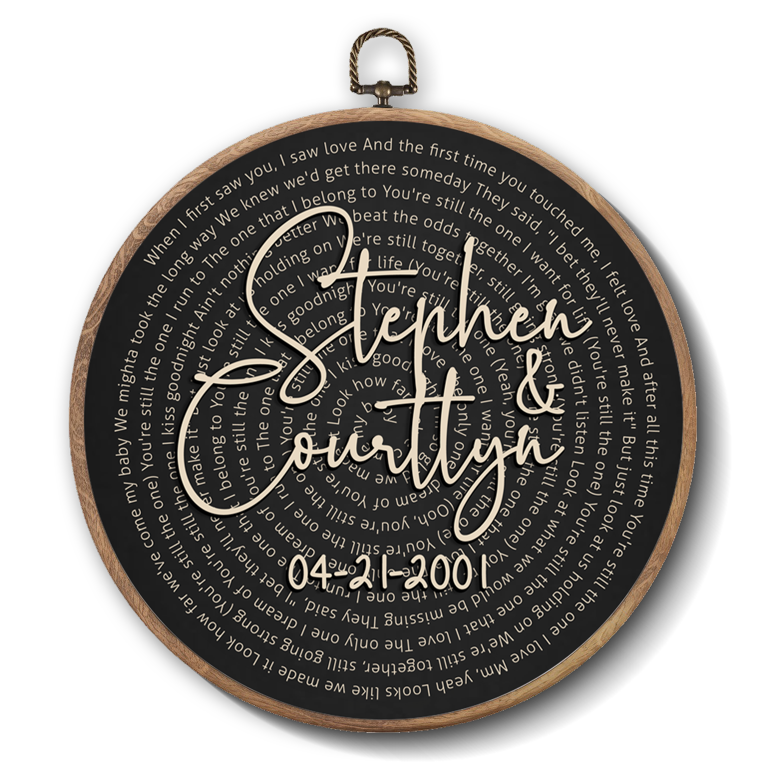 Personalized Song Lyrics Vinyl Record - Framed Round Wall Art - KAMI08