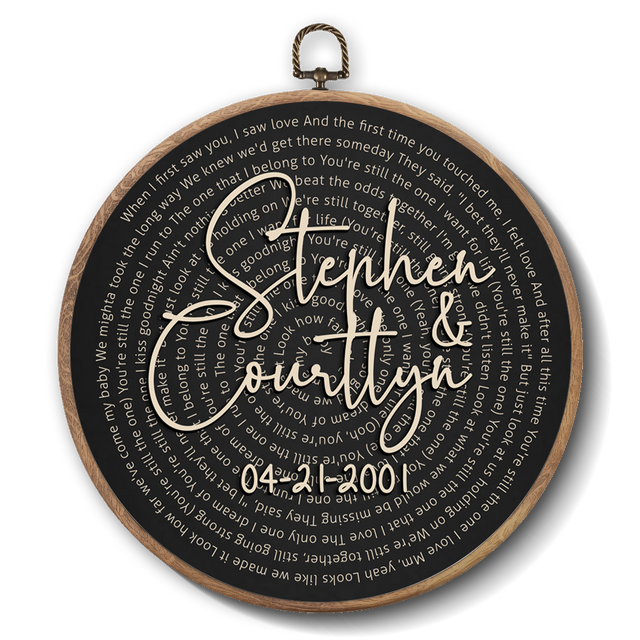 Personalized Song Lyrics Vinyl Record - Framed Round Wall Art - KAMI08