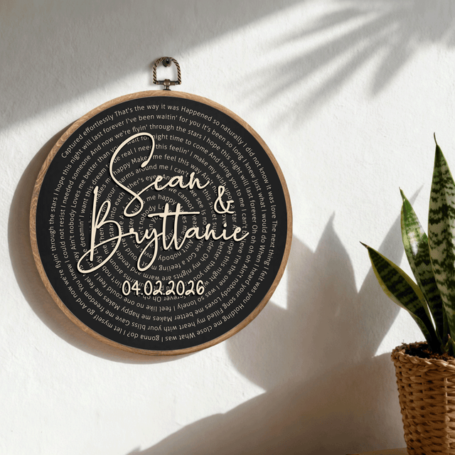 Personalized Song Lyrics Vinyl Record - Framed Round Wall Art - KAMI08