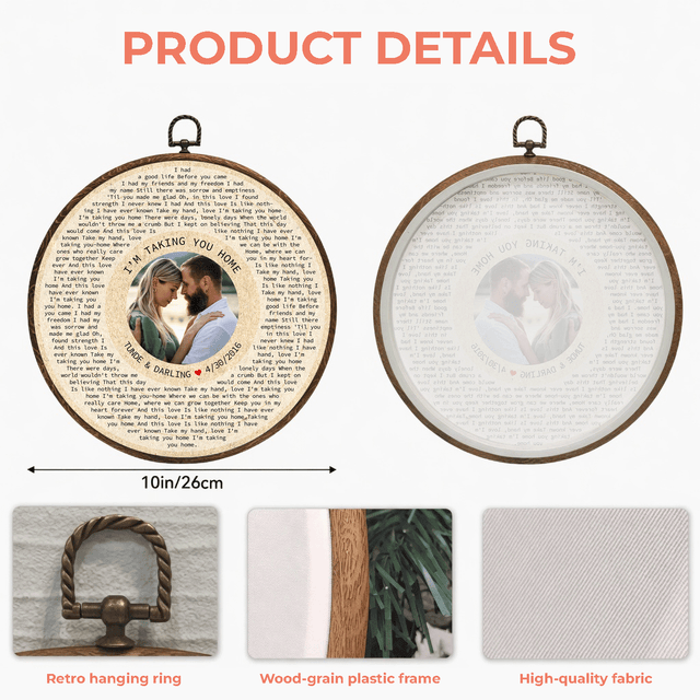 Personalized Song Lyrics Vinyl Record - Framed Round Wall Art - KAMI09