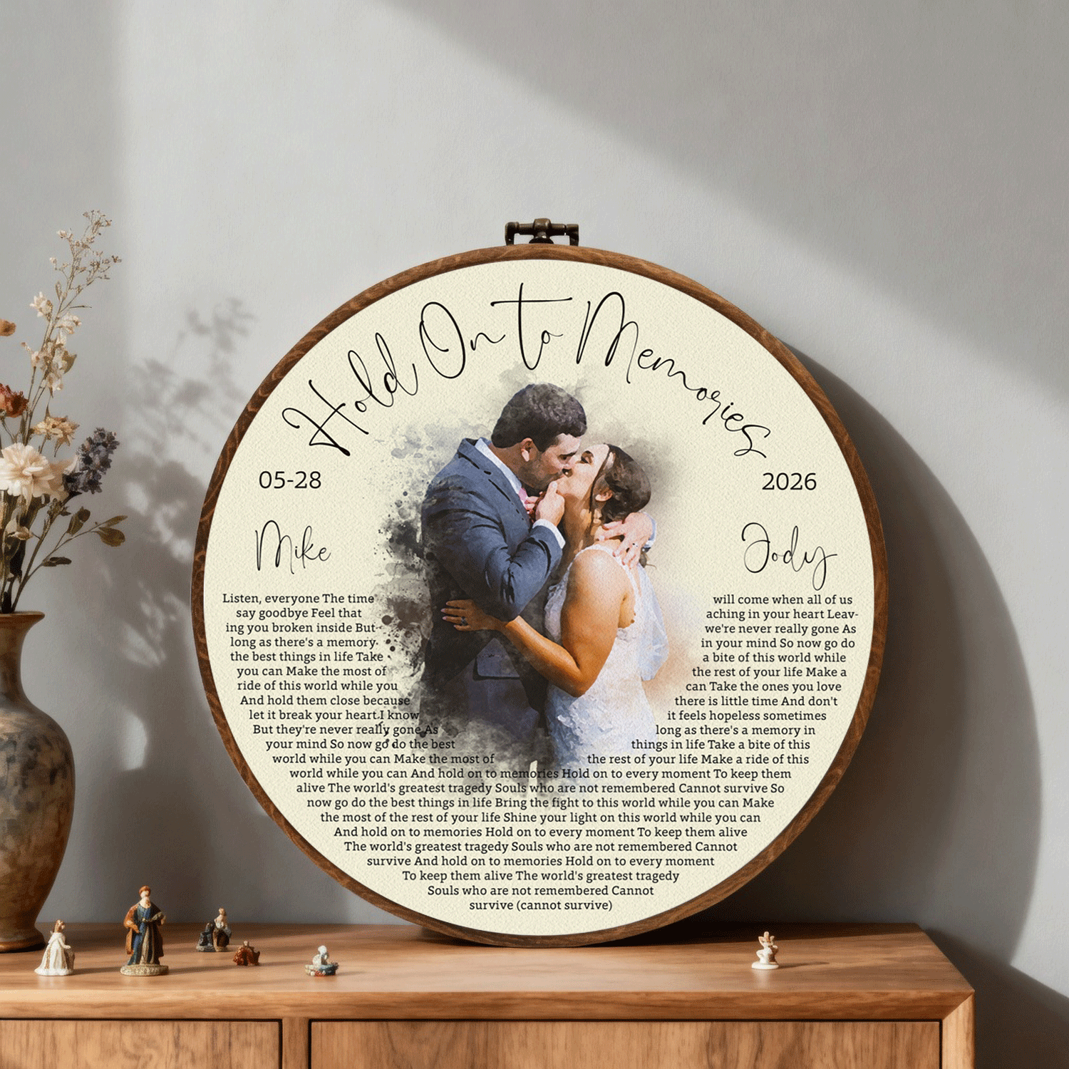 Personalized Song Lyrics Vinyl Record - Framed Round Wall Art - KAMI10