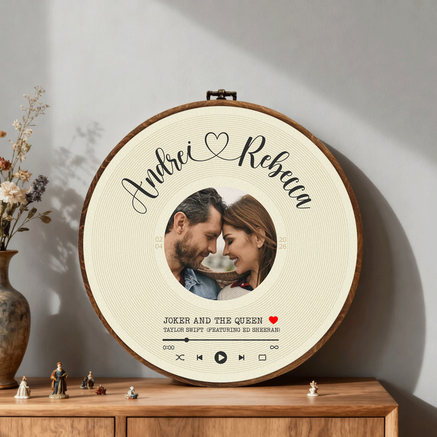 Personalized Song Lyrics Vinyl Record - Framed Round Wall Art - KAMI11