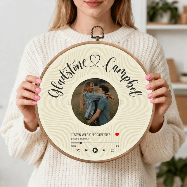 Personalized Song Lyrics Vinyl Record - Framed Round Wall Art - KAMI11