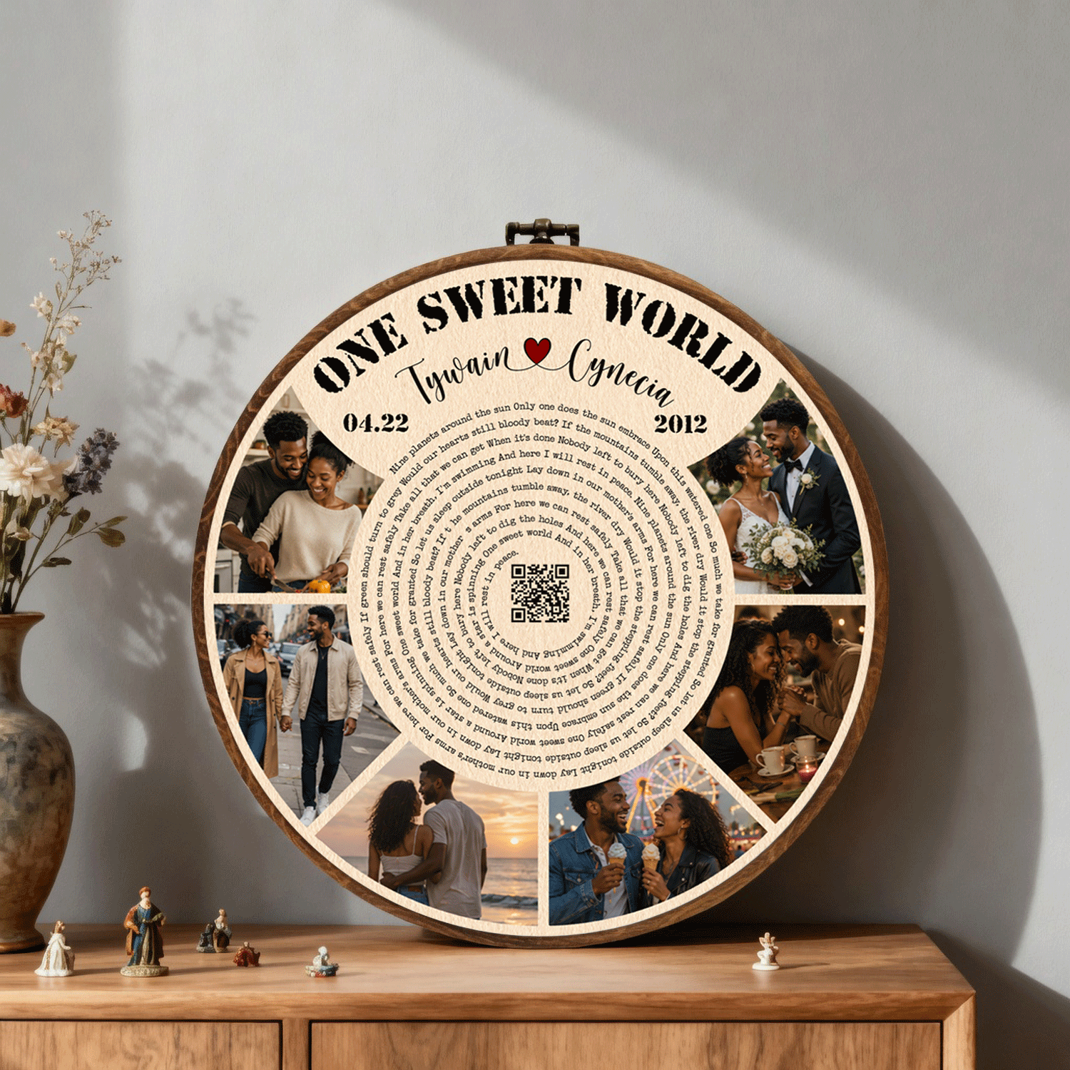 Personalized Song Lyrics Vinyl Record - Framed Round Wall Art - KAMI14