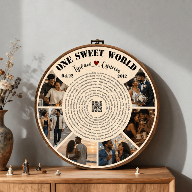 Personalized Song Lyrics Vinyl Record - Framed Round Wall Art - KAMI14