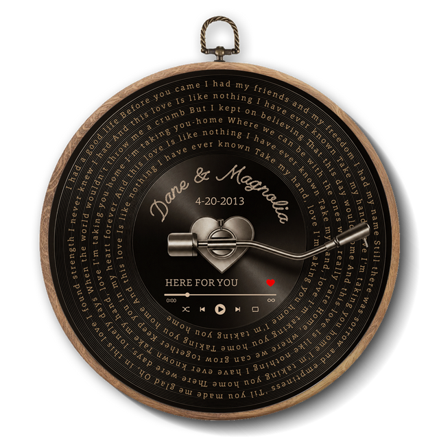 Personalized Song Lyrics Vinyl Record - Framed Round Wall Art - KAMI16