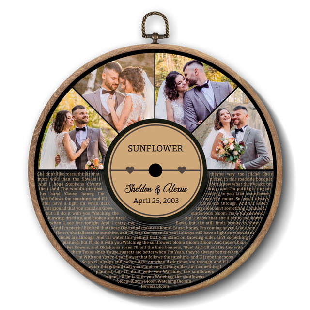 Personalized Song Lyrics Vinyl Record - Framed Round Wall Art - KAMI19